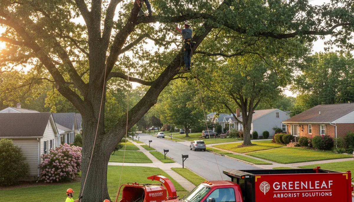 Professional tree removal service in Cincinnati OH safely clearing large oak trees
